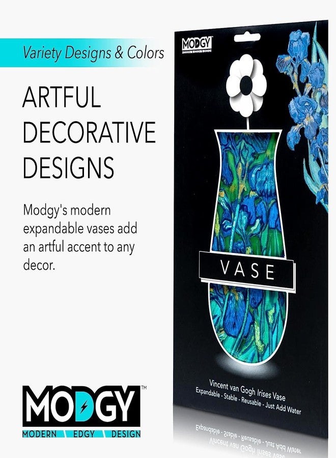MODGY Collapsible and Expandable Plastic Flower Vase, Unbreakable, Foldable, Decorative Modern Centerpieces, Table Decorations, Van Gogh Irises, 1 Pack - Image 5