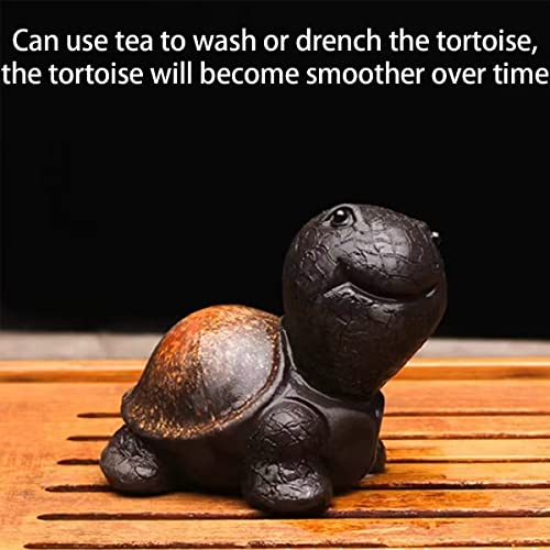 EAEDMY Purple Sand Tea Pet Angry Cat Bat Tortoise Puppy Figurine, Cute Kungfu Tea Pet Gift for Tea Lover Friend, Tea Table Desk Tearoom Home Decoration Ornament (1.Smiling Turtle) - Image 5