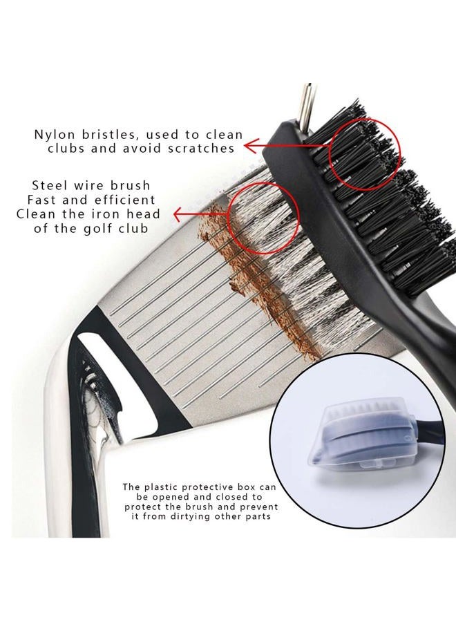 OBTANIM 2 Pack Golf Club Brush Groove Cleaner Tools with Retractable Zip-line Aluminum Carabiner for Golf Club Bag Accessories (Red and Black) - Image 4