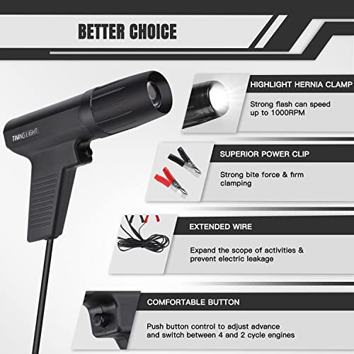 ROADGIVE 12V Engine Timing Light Strobe Lamp Inductive Petrol Ignition Timing Light Automotive Tool with Spark Plug Tester for Car Motorcycle Marine Lawnmower - Image 3