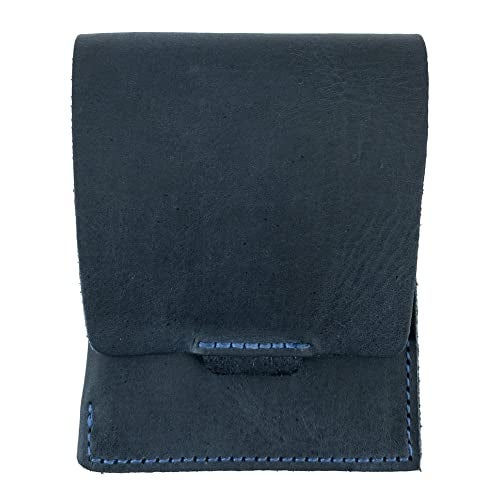 Hide & Drink, Vertical Card Holder Handmade from Full Grain Leather, Holds Up to 4 Cards Plus Folded Bills, Pocket Wallet, Card & Cash Organizer :: Slate Blue - Image 1