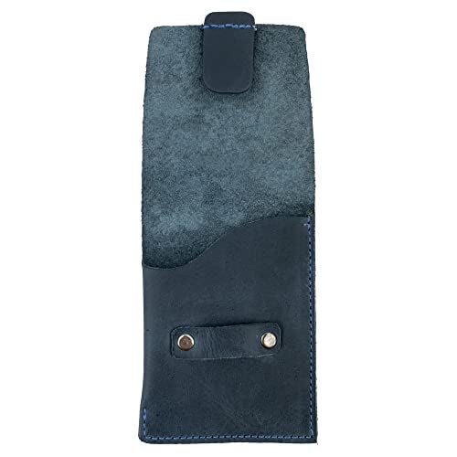 Hide & Drink, Vertical Card Holder Handmade from Full Grain Leather, Holds Up to 4 Cards Plus Folded Bills, Pocket Wallet, Card & Cash Organizer :: Slate Blue - Image 5
