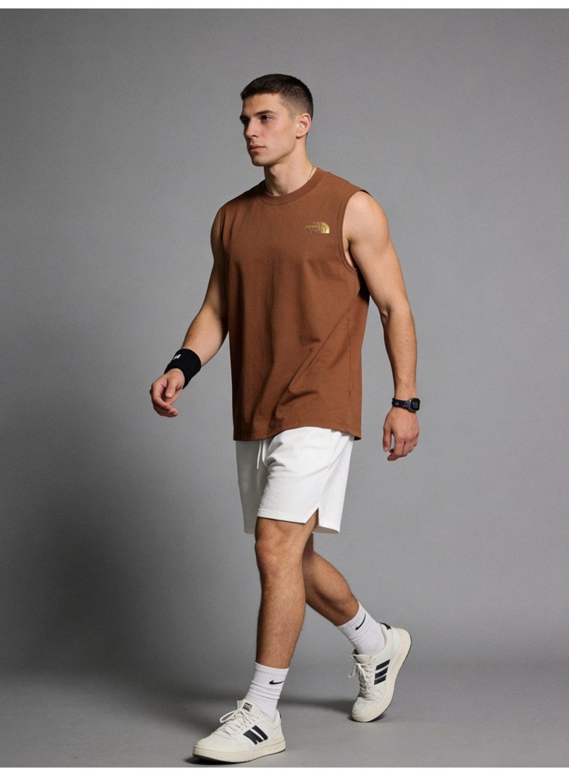 THE NORTH FACE North sleeveless vest T-shirt gold logo printing loose version-cotton round neck-the same for men and women - Image 2