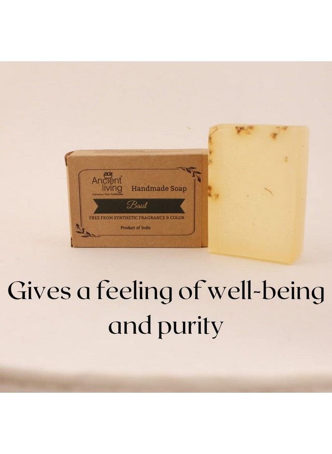 Ancient Living Basil Luxury Handmade Soap For Natural Bath Body And Face For Dry And Combination Skin Set 2(100 Gms)  - Image 4