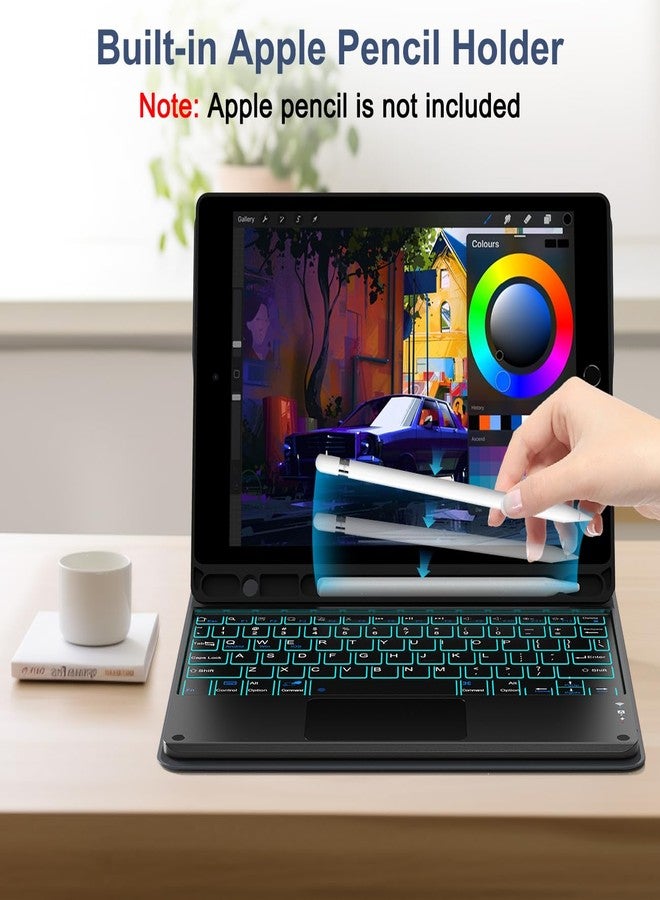 YUNPLE for iPad 9th Generation Case with Keyboard, Multi-Touch Trackpad, 7 Color Backlit Wireless Detachable Folio Keyboard Cover with Pencil Holder,10.2'' Keyboard Case for iPad 9th 8th 7th Gen Blue - Image 5