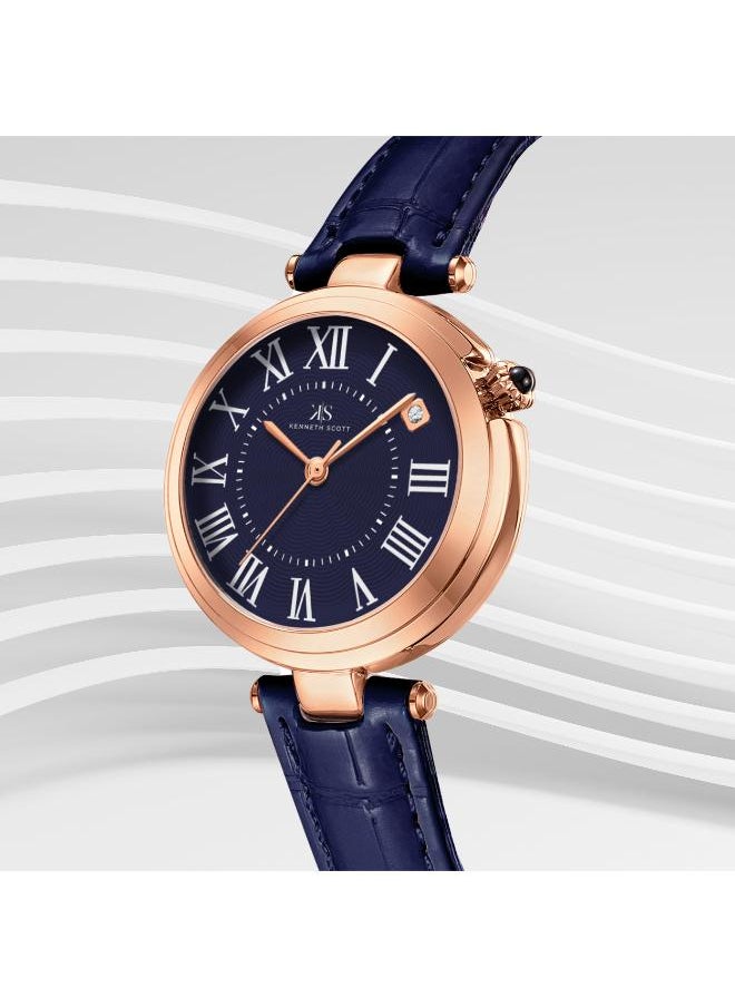 KENNETH SCOTT Kenneth Scott K24510-RLNN Women's Analog Display Watch & Polyurethane Strap Blue  - Image 3