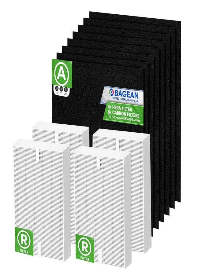 Bagean HPA200 Replacement Filter for Honeywell Air Purifier - Compatible with Honeywell R Filter Replacement - H13 True HEPA with Carbon Filters 99.98% of Particles & Purifies Air (4 HEPA + 8 Carbon) - Image 1
