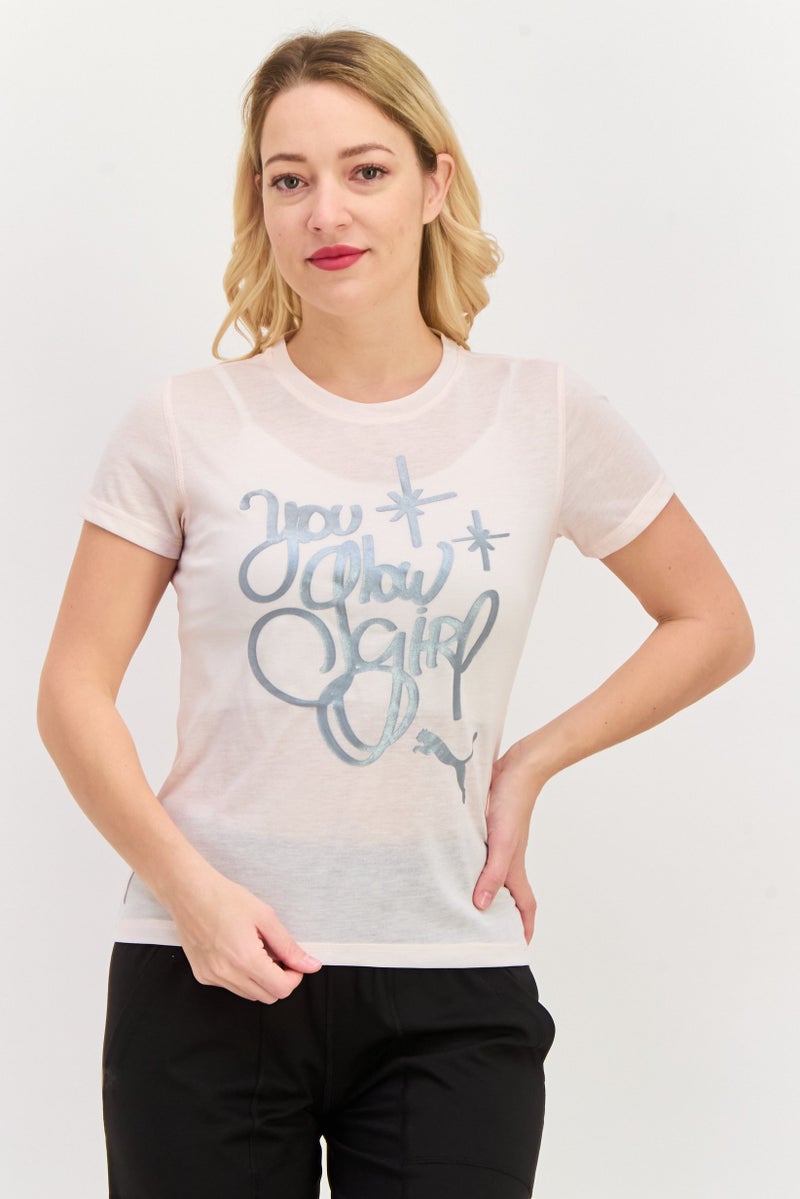 PUMA Women Sportswear Fit Short Sleeve Training Top, Peach - Image 1