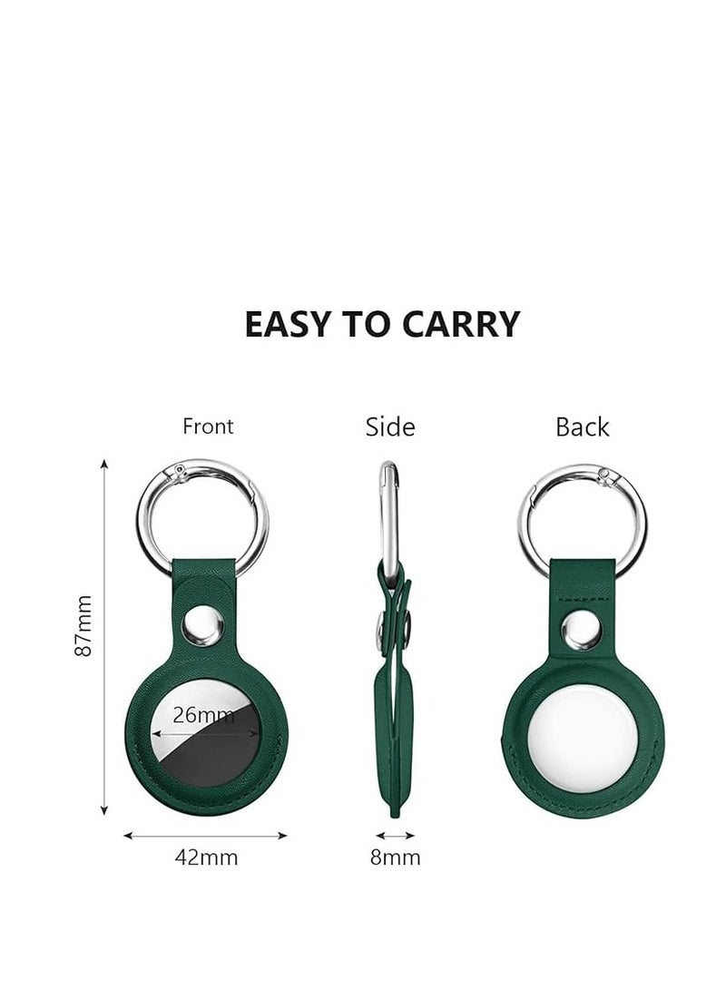 Protective Case for Apple Airtags, Green PU Leather Keyring Case, Airtag Holder, AirTags Tracker Cover, Air Tag Holder, Pet Dog Cat Collar Tracker, AirTags Key Finder, - Image 3