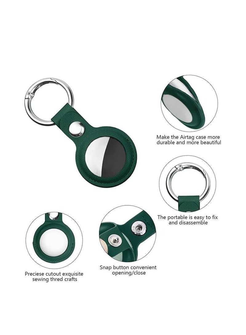 Protective Case for Apple Airtags, Green PU Leather Keyring Case, Airtag Holder, AirTags Tracker Cover, Air Tag Holder, Pet Dog Cat Collar Tracker, AirTags Key Finder, - Image 2