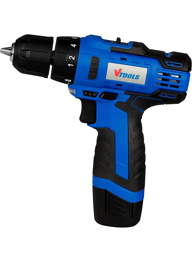 VTOOLS 12V 1.5 Ah Cordless Drill Driver For Drilling And Fastening Blue Vt1202 - Image 4