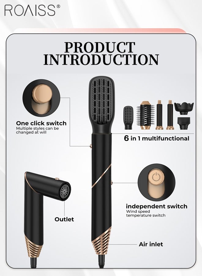رويس فرشاة مجفف الشعر متعددة الوظائف 6 في 1، رأس تصفيف قابل للاستبدال، مشط هواء ساخن قابل للطي سريع التسخين، لطيف وغير ضار بالشعر، مناسب لجميع تسريحات الشعر - Image 3