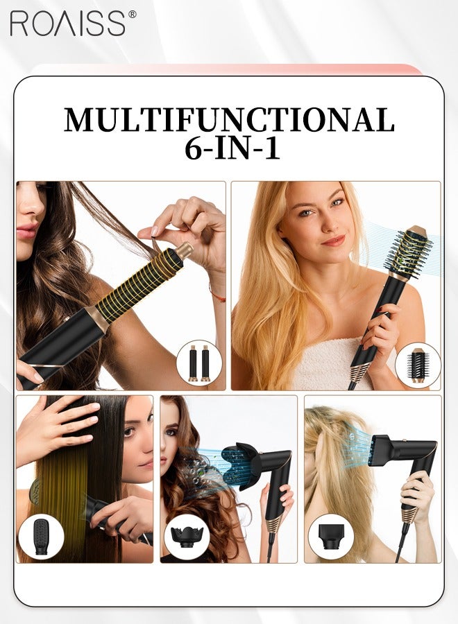 رويس فرشاة مجفف الشعر متعددة الوظائف 6 في 1، رأس تصفيف قابل للاستبدال، مشط هواء ساخن قابل للطي سريع التسخين، لطيف وغير ضار بالشعر، مناسب لجميع تسريحات الشعر - Image 2