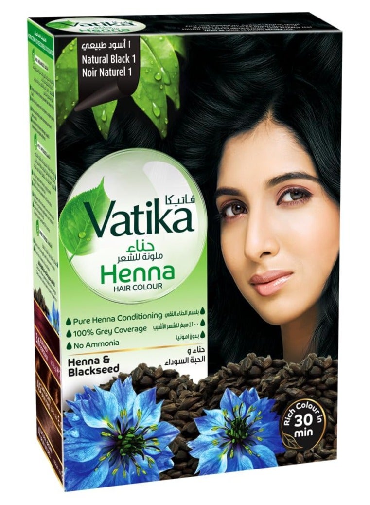 Vatika Naturals Henna Hair Color, And Blackseed ( Natural Black no.1 )- 60 gm - Image 1
