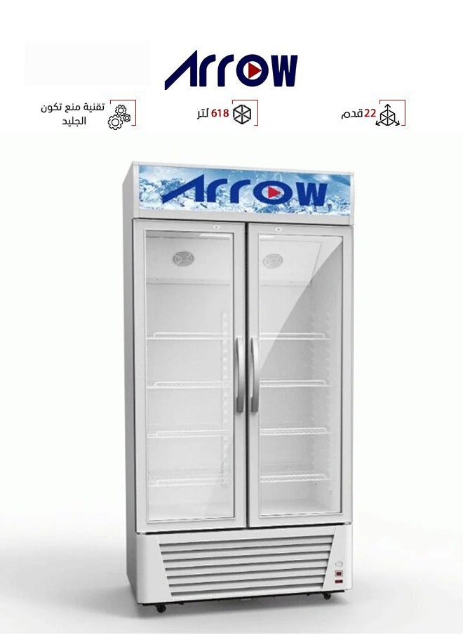 Arrow Display refrigerator - 22 feet - 618 liters - glass door - white - RO-650SCK  - Image 1