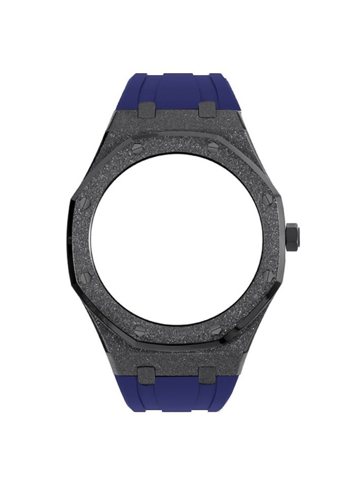 AROAQ GA2100 Metal Watch Band Case Replacement Kit, Stainless Steel Strap Bezel Accessories, Frosted Surface Stainless Steel Bracelet Case Mod For Shock, (Frost gold black shell blue tape)  - Image 1