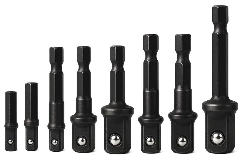 HORUSDY 8-Piece Impact Sockets Adapter Sets, Hex Shank 1/4" 3/8" 1/2" - Image 1