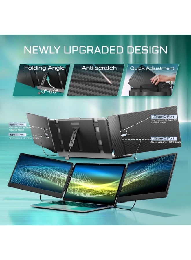 Teamgee 14.3" Laptop Screen Extender, FHD 1080P IPS Portable Monitor with Foldable Stand & Speakers, Compatible with 13”-17” Laptops (Diagonal), HDMI/USB-A/Type-C, for Windows/Mac/Chrome/Switch - Image 3