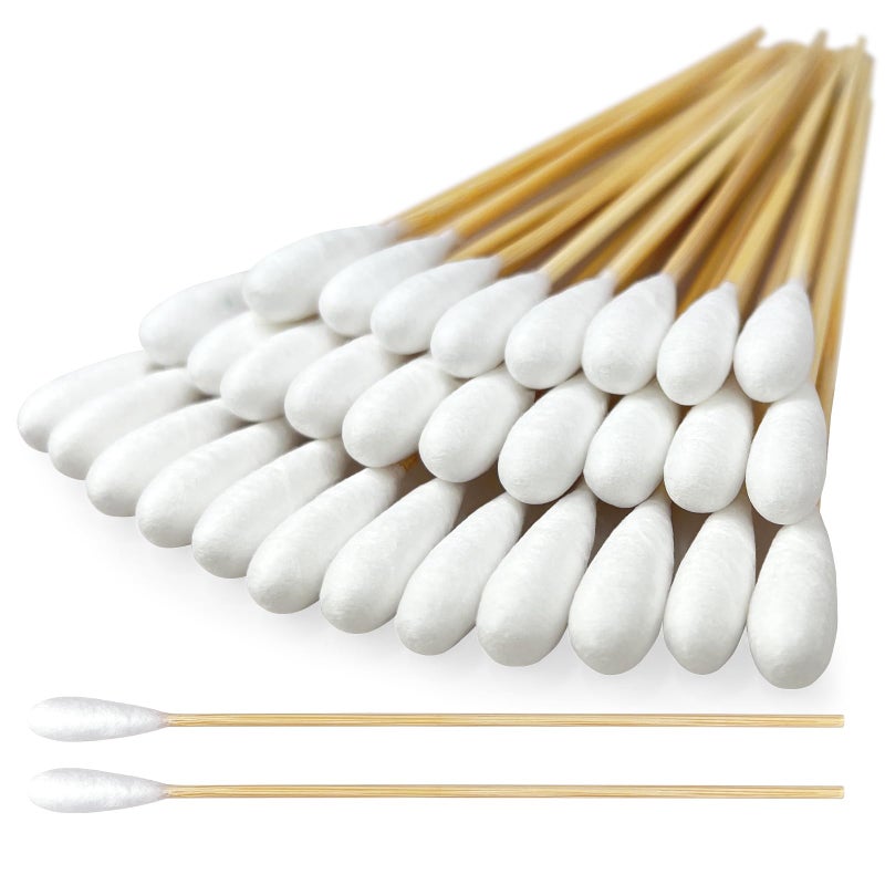 eyxformula 6 Inch Long Cotton Swabs for Pet Cleaning, Bamboo Handle, Pet Ear Cleaning Solution Supplies for Dogs and Cats (100 pcs Large Cotton swabs) - Image 1