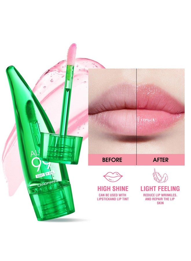 HOSAILY HOSAILY 2 Pcs Aloe Vera Color Changing Lipstick Lip Oil Tinted, Pink Magic PH Temperature Color Changing Lip Gloss, Long Lasting Nutritious Lip Balm Moisturizer Plumper Lip Care Lip Gloss  - Image 3