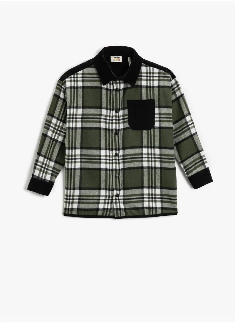 كوتون Plaid One Pocket Detail Shirt Long Sleeve