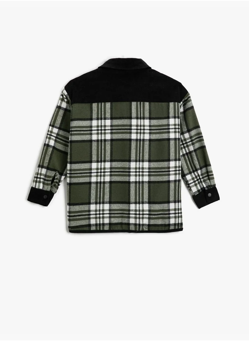 كوتون Plaid One Pocket Detail Shirt Long Sleeve