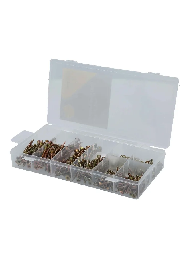 HoneyBee 332-Piece Carbon Steel Chipboard Screw Set with Storage Case Bronze ZY6857