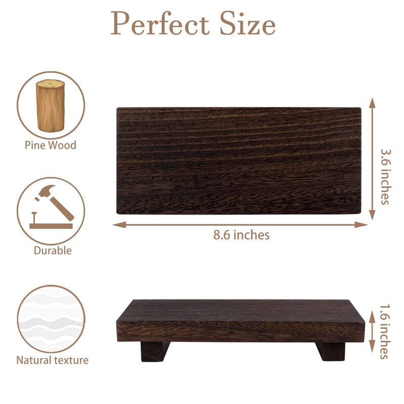zoocatia Small Wood Tray Pedestal Stand Farmhouse Bathroom Decor Decorative Wooden Riser Kitchen Soap Dish Holder for Vanity, Counter, Sink, Dark Brown - Image 5