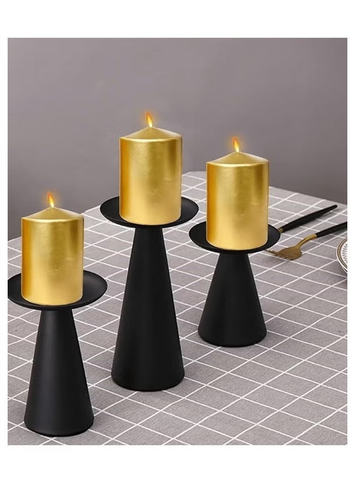 Metallic Gold Pillar Candles Unscented Premium Quality Long Burning Hours, Decorative, SPA - Dripless Clean Burning Dinner Candle Decorative Candles for Wedding, Party, Birthday & Home Decor Set of 4  - Image 2