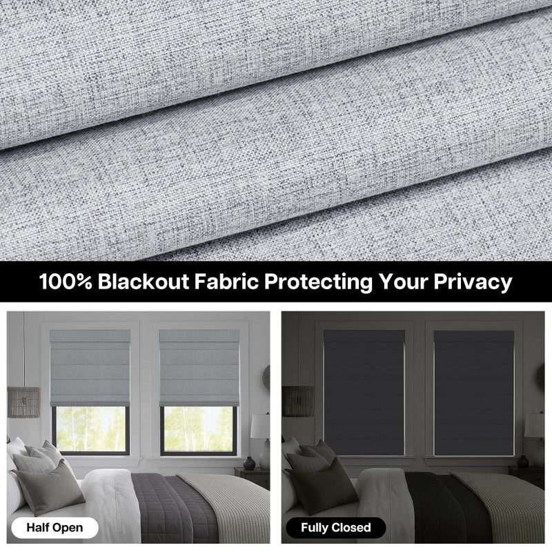 LazBlinds No Drill Roman Shades for Windows, Cordless Blackout Window Shades with UV Protection, Polyester Fabric for Bedroom & Living Room, 22" W x 64" H, Grey - Image 2