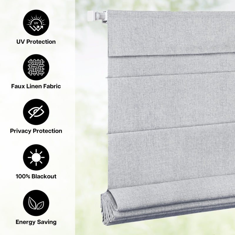 LazBlinds No Drill Roman Shades for Windows, Cordless Blackout Window Shades with UV Protection, Polyester Fabric for Bedroom & Living Room, 22" W x 64" H, Grey - Image 4
