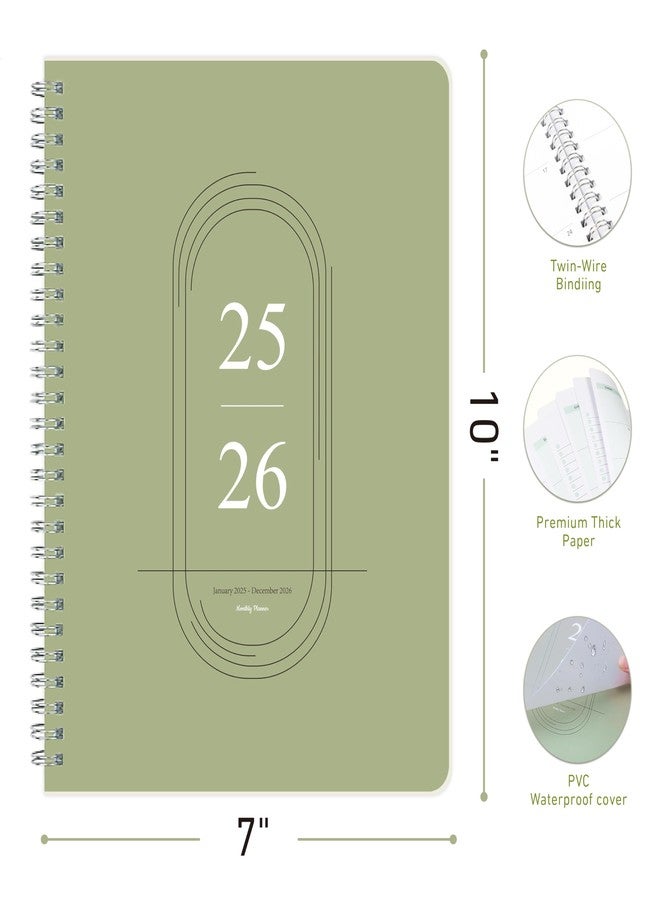 KAICN Monthly Planner 2026, Calendar 12 Months Planner with Flexible PVC Cover for Home,School and Office Work, 7" x 9", Jan 2026 - Dec 2026-Green - Image 2