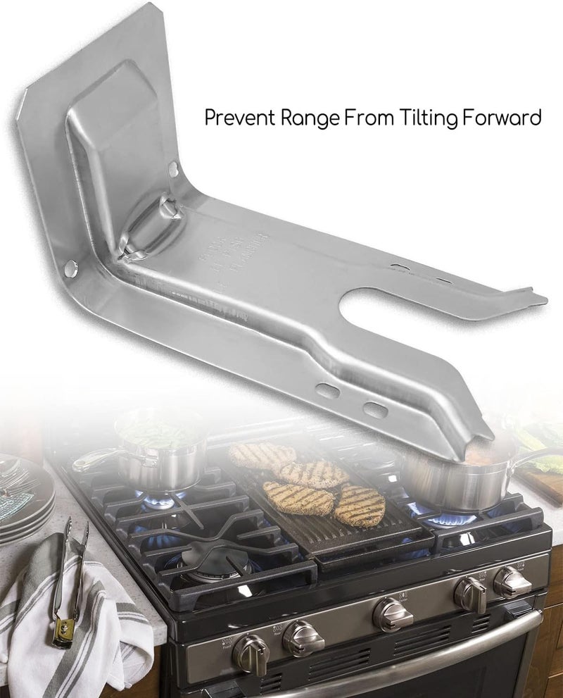 QAGGUM مجموعة دعامات مضادة للانقلاب لأفران المواقد (Range Oven Anti-Tip Bracket Kit)، بديل للأرقام: WB02K10254، WB02K10020، AP4438045، AH2364689، PS2364689. تناسب أفران مواقد GE من طراز CGS975SED1SS، C2S980SEM5SS، JGB281SER6SS، JGB281DER6WW. - Image 3