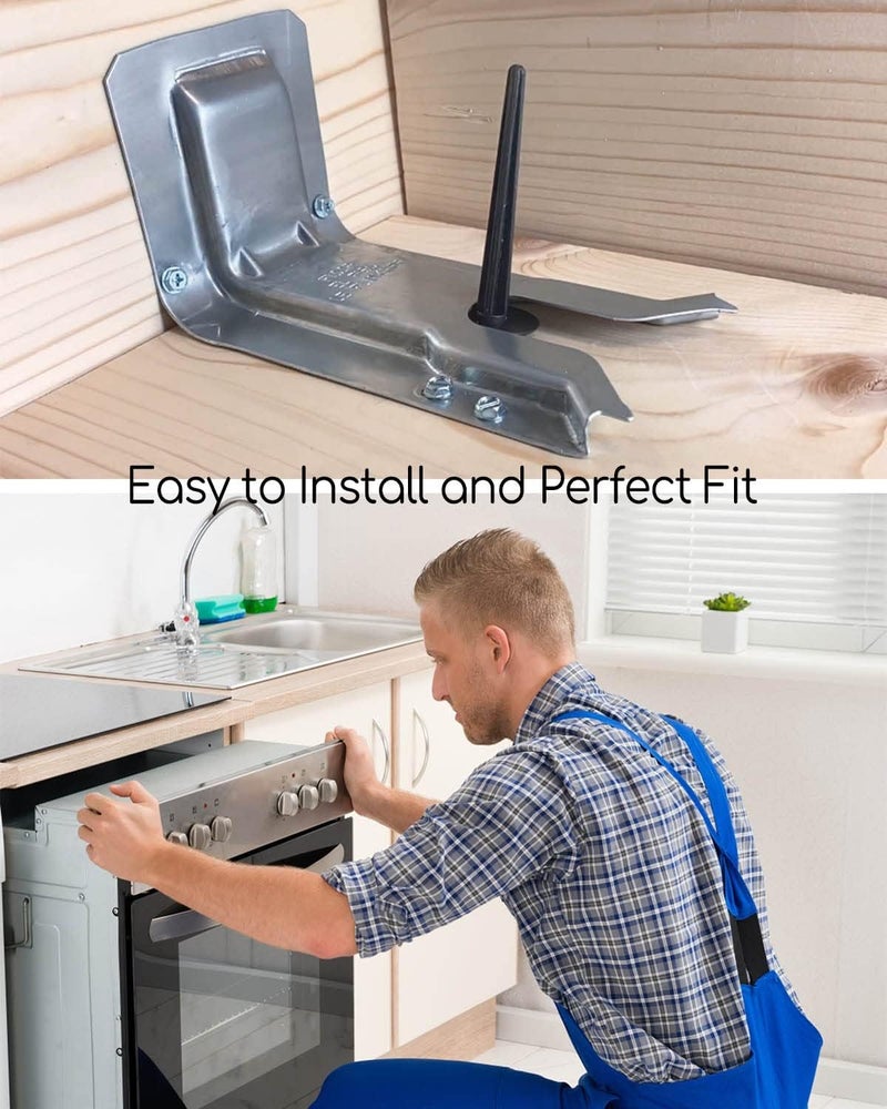 QAGGUM مجموعة دعامات مضادة للانقلاب لأفران المواقد (Range Oven Anti-Tip Bracket Kit)، بديل للأرقام: WB02K10254، WB02K10020، AP4438045، AH2364689، PS2364689. تناسب أفران مواقد GE من طراز CGS975SED1SS، C2S980SEM5SS، JGB281SER6SS، JGB281DER6WW. - Image 4