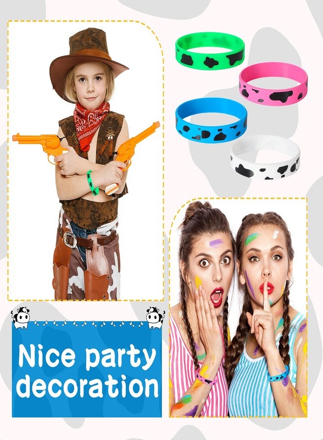 Zhanmai 36 Cow Print Rubber Bracelets Silicone Cow Print Bracelets Cute Cow Animal Print Wristband for Baby over 3 years old Shower Cute Farm Party, White Pink Blue Green - Image 5