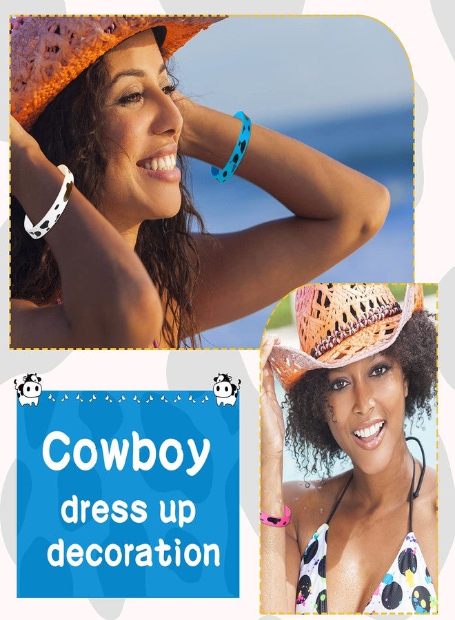 Zhanmai 36 Cow Print Rubber Bracelets Silicone Cow Print Bracelets Cute Cow Animal Print Wristband for Baby over 3 years old Shower Cute Farm Party, White Pink Blue Green - Image 4