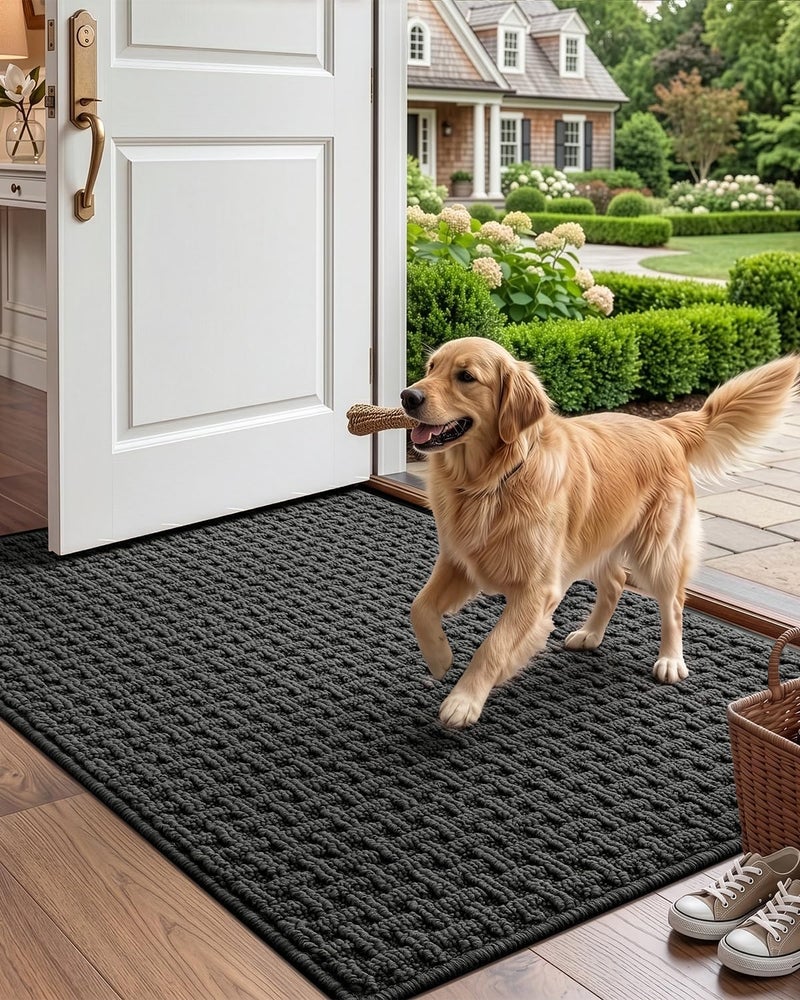 DEXI Front Door Mat Inside Entrance Non Slip 60 x 90 cm, Washable Indoor Doormats Low Profile, Dirt Trapping Welcome Mat for Floor Home Entryway Porter Hall Backdoor Area, Grey - Image 4