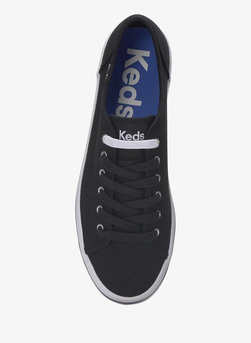 Keds Women's Kickstart Lace Up Pennant Canvas Casual Sneaker Black - Image 5