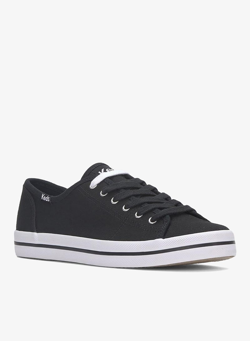 Keds Women's Kickstart Lace Up Pennant Canvas Casual Sneaker Black - Image 3
