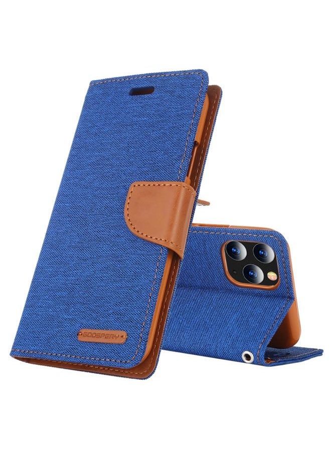 Generic - Case Cover For iPhone 12 Pro Max GOOSPERY CANVAS DIARY Cross Texture Horizontal Flip Leather Case with Card Slots & Wallet & Holder Blue - Image 1