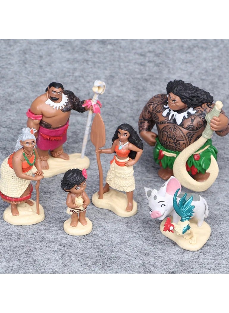5pc 6-12cm Moana Princess Maui Chief Tui Tala Heihei Pua Action Figure Brinquedo Toys - Image 1