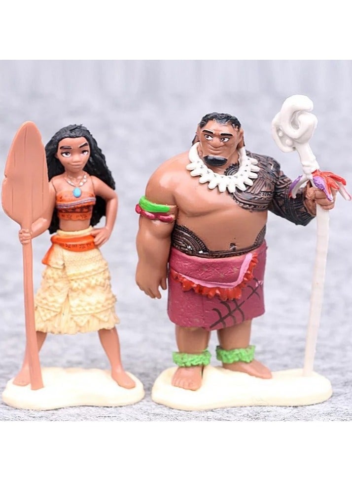5pc 6-12cm Moana Princess Maui Chief Tui Tala Heihei Pua Action Figure Brinquedo Toys - Image 2