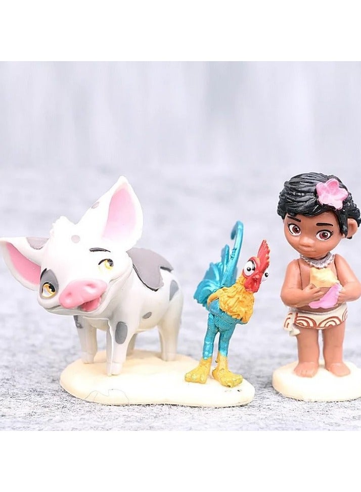 5pc 6-12cm Moana Princess Maui Chief Tui Tala Heihei Pua Action Figure Brinquedo Toys - Image 4