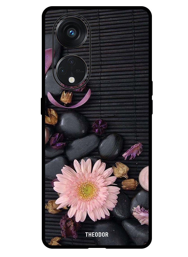 Theodor Protective Case Anti Scratch Shock Proof Bumper Cover For Oppo Reno 8T 5G Flowers & Stones - Image 1
