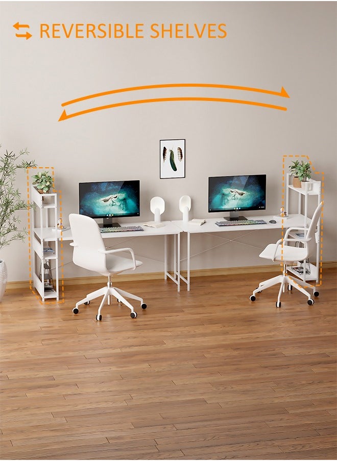 ZERIFAM - 100 * 50cm Computer Desk with 4-Tier Shelves - Computer Study Table with Bookshelf for Home Office Workstation, Study Desk for Small Space, Industrial Modern Style - Image 1