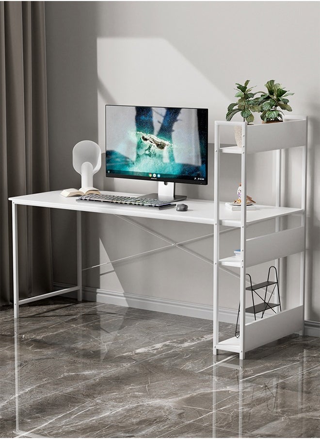 ZERIFAM - 100 * 50cm Computer Desk with 4-Tier Shelves - Computer Study Table with Bookshelf for Home Office Workstation, Study Desk for Small Space, Industrial Modern Style - Image 1