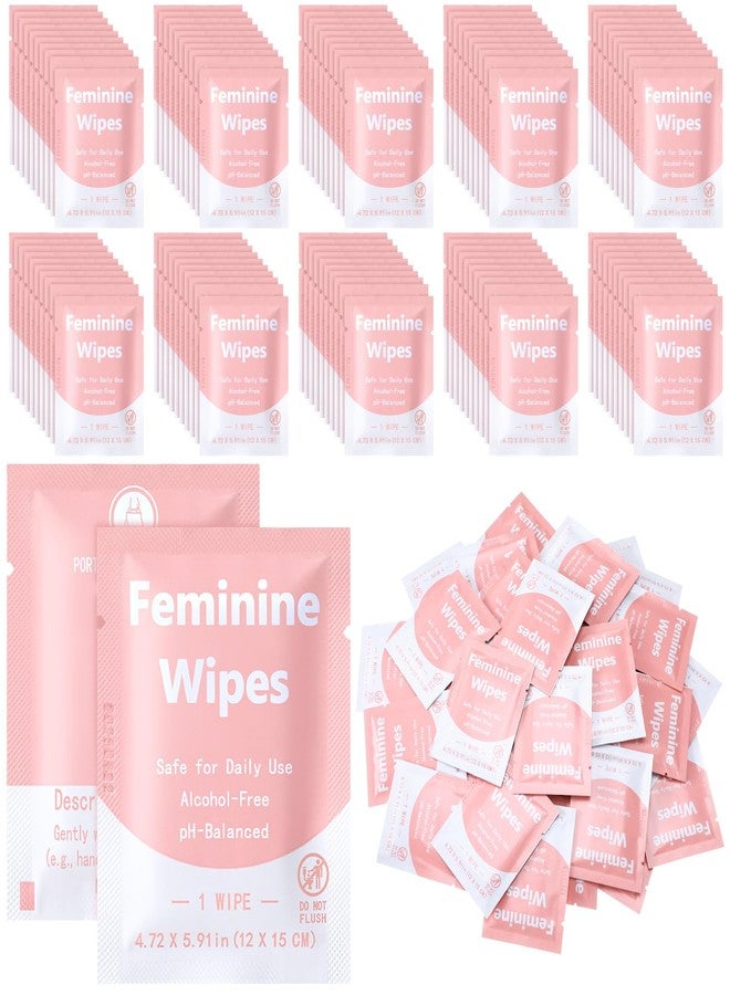 Leelosp 500 Pieces Feminine Wipes Individually Wrapped Women Travel Size Bulk Unscented Intimate Wipes Mild Private Parts Ph Balanced for Travel Bathroom Toilet Daily - Image 1
