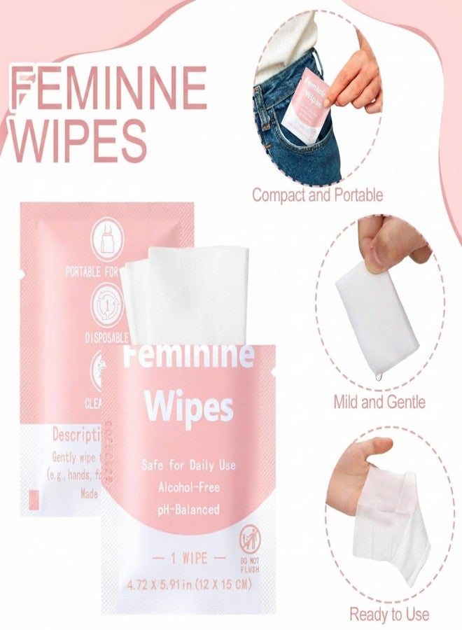 Leelosp 500 Pieces Feminine Wipes Individually Wrapped Women Travel Size Bulk Unscented Intimate Wipes Mild Private Parts Ph Balanced for Travel Bathroom Toilet Daily - Image 3
