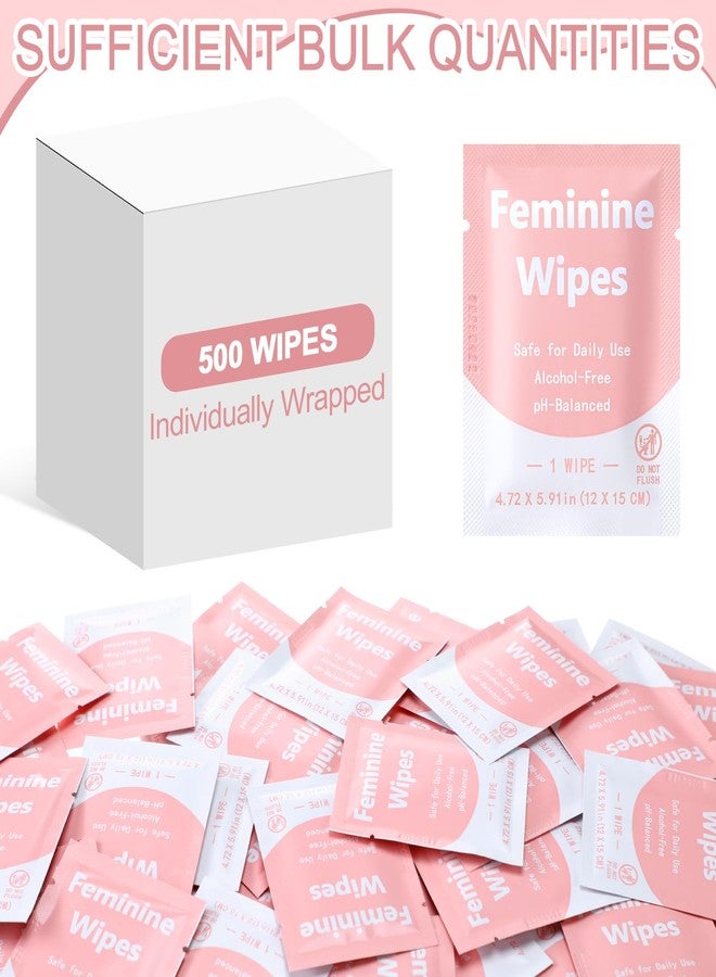 Leelosp 500 Pieces Feminine Wipes Individually Wrapped Women Travel Size Bulk Unscented Intimate Wipes Mild Private Parts Ph Balanced for Travel Bathroom Toilet Daily - Image 4