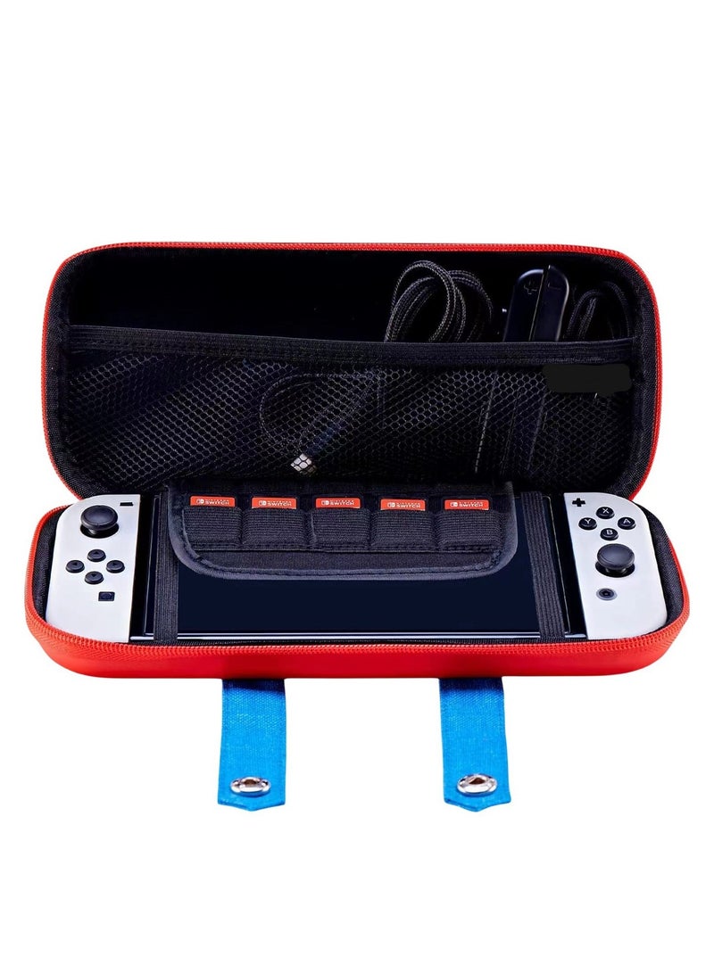 4-in-1 Switch Carrying Case for Nintendo Switch OLED, Portable Travel Case with Hard Cover Case, Screen Protector and Thumb Grip Caps, Carry bag with Game Holders for Switch OLED - Image 5